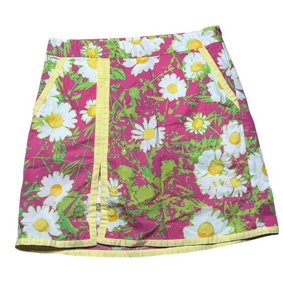 Lilly Pulitzer Pants - Lilly Pulitzer Skirt Skort Women's Size 2 Pink Daisy Print Yellow Trim
